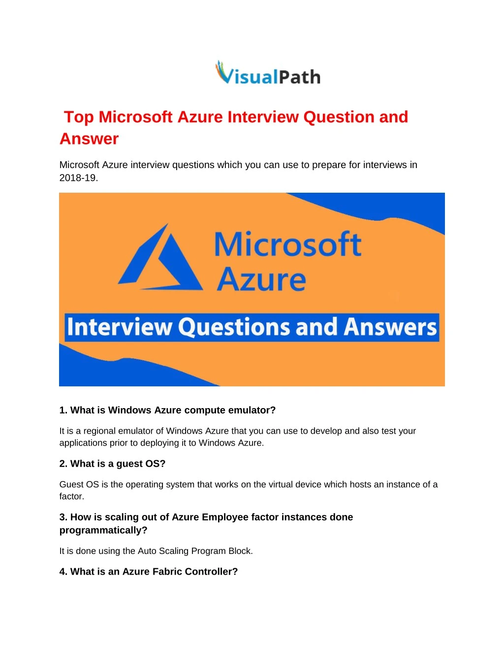 top microsoft azure interview question and answer