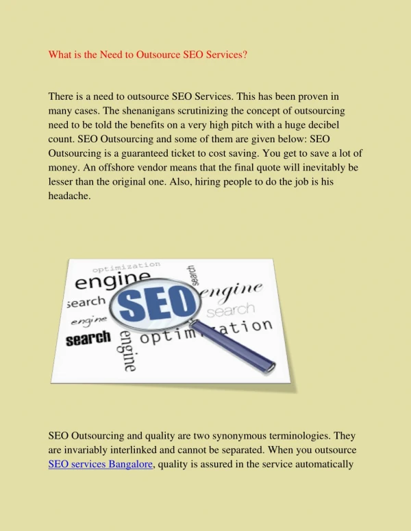 What is the Need to Outsource SEO Services?