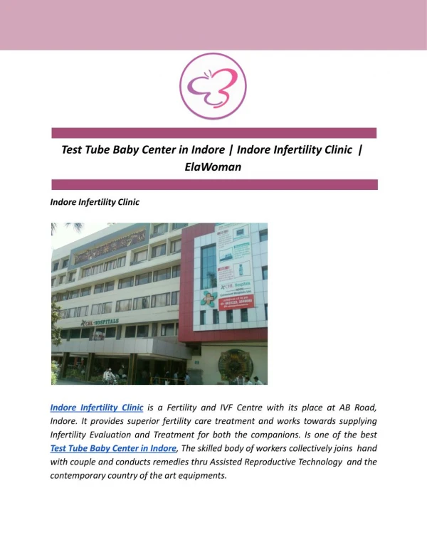 Test Tube Baby Center in Indore | Indore Infertility Clinic | ElaWoman