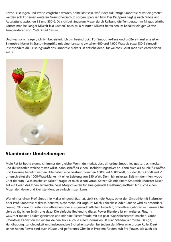 Gerüchteküche am brodeln über Smoothie Maker Geräte