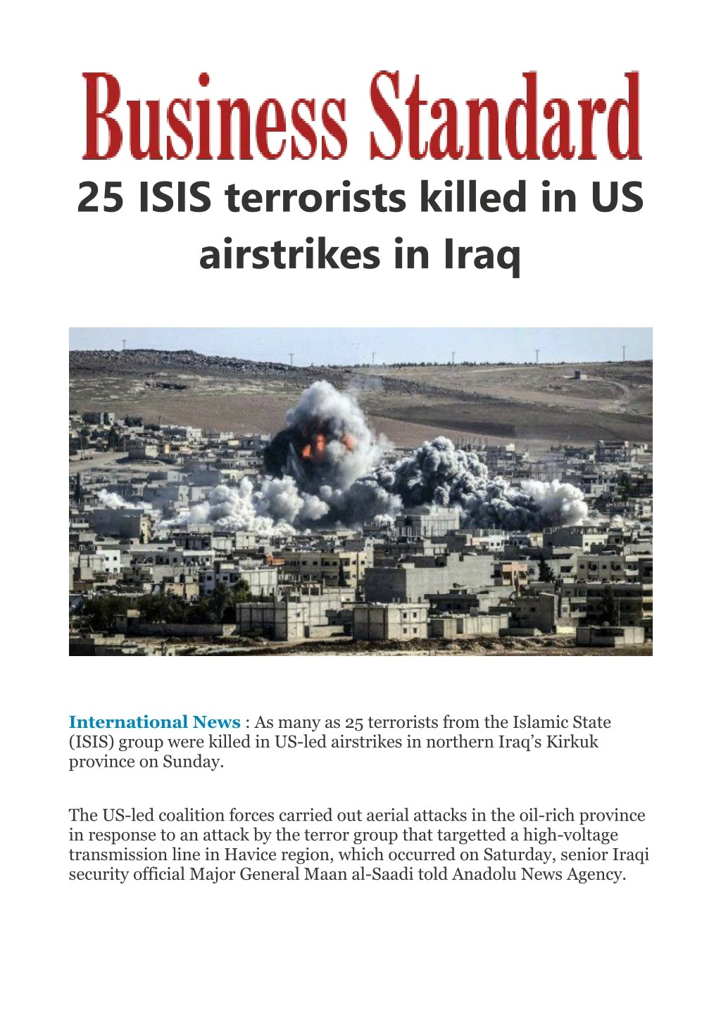 25 isis terrorists killed in us airstrikes in iraq