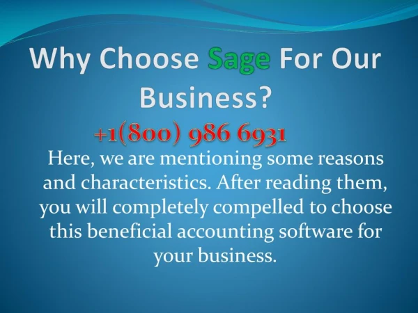Why Choose Sage For Our Business?