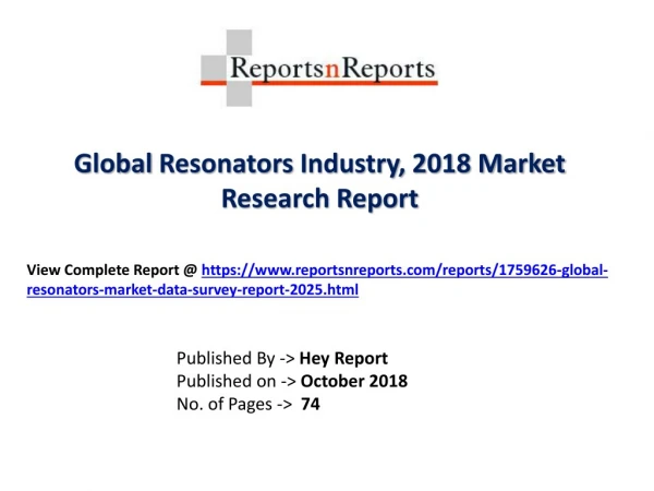 Global Resonators Market 2018 Recent Development and Future Forecast