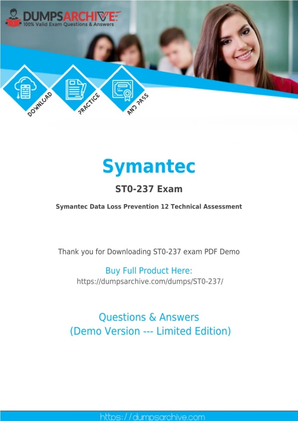 [Updated] Symantec ST0-237 Dumps - Symantec Technical Specialist ST0-237 Dumps PDF
