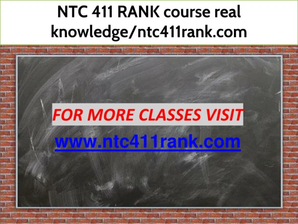 NTC 411 RANK course real knowledge/ntc411rank.com