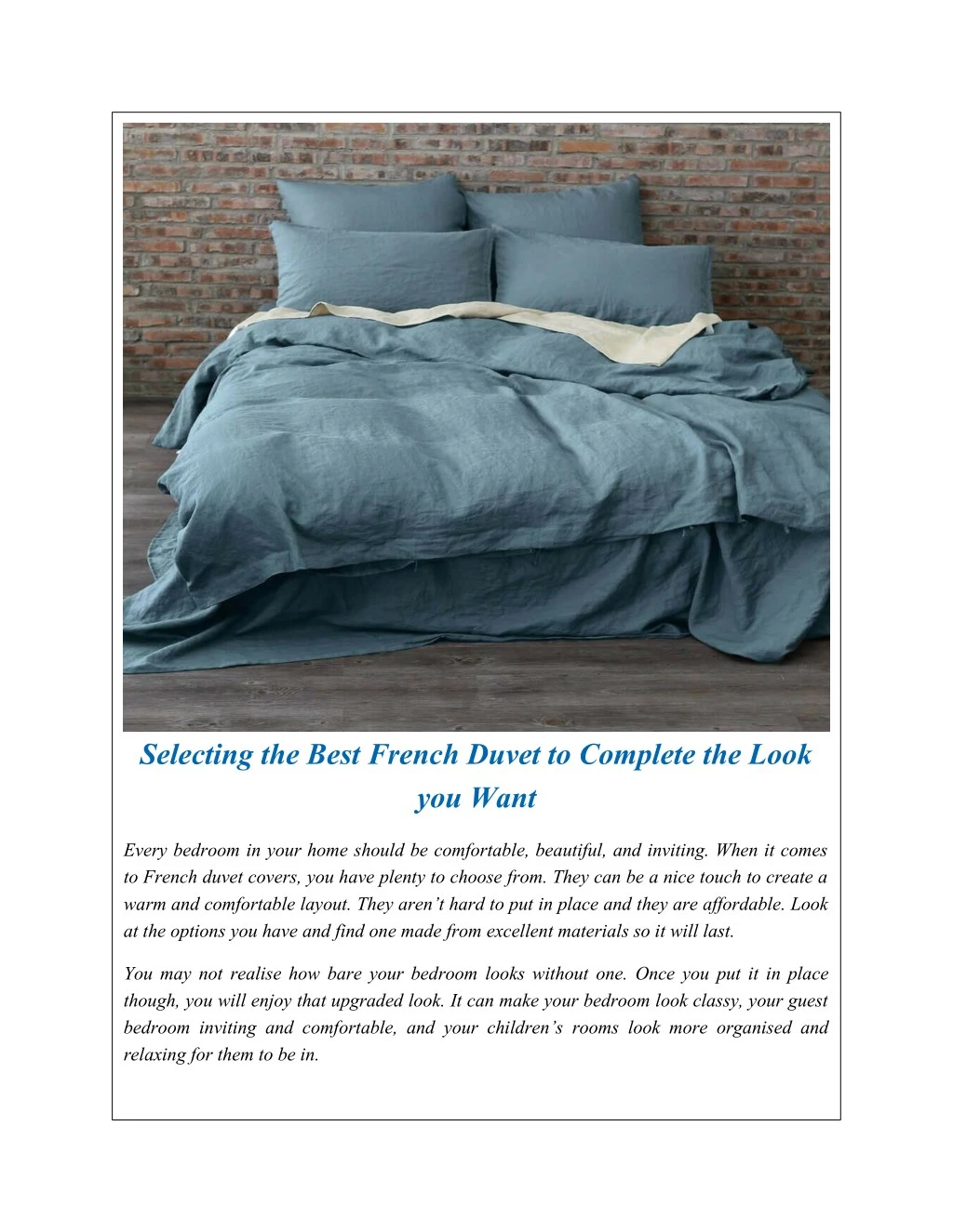 selecting the best french duvet to complete