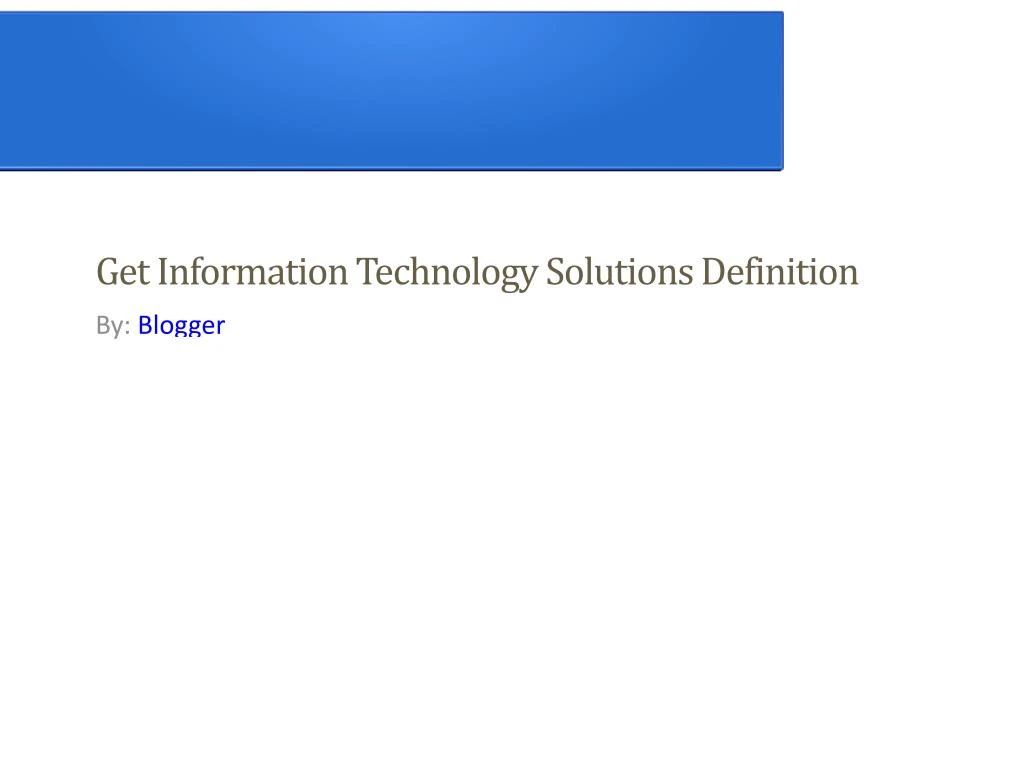 get information technology solutions definition