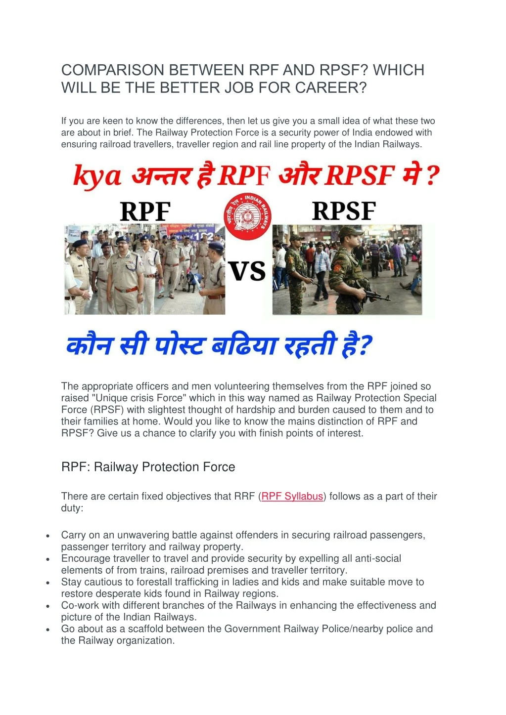 comparison between rpf and rpsf which will