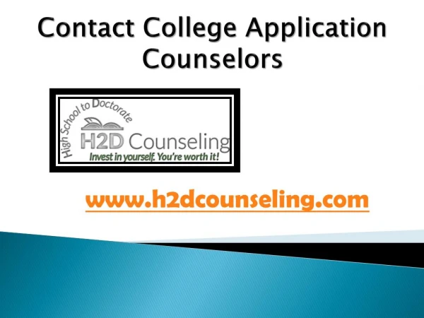 Contact College Application Counselors - h2dcounseling.com