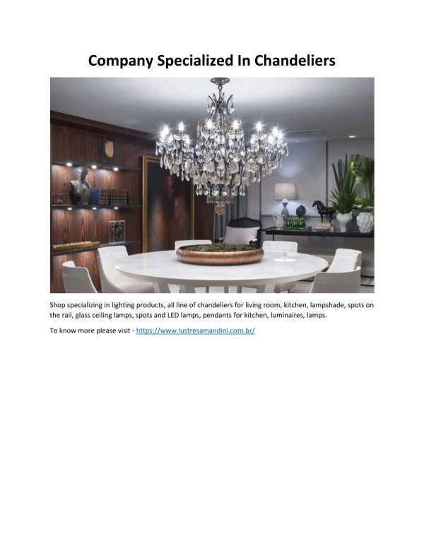 Company Specialized In Chandeliers