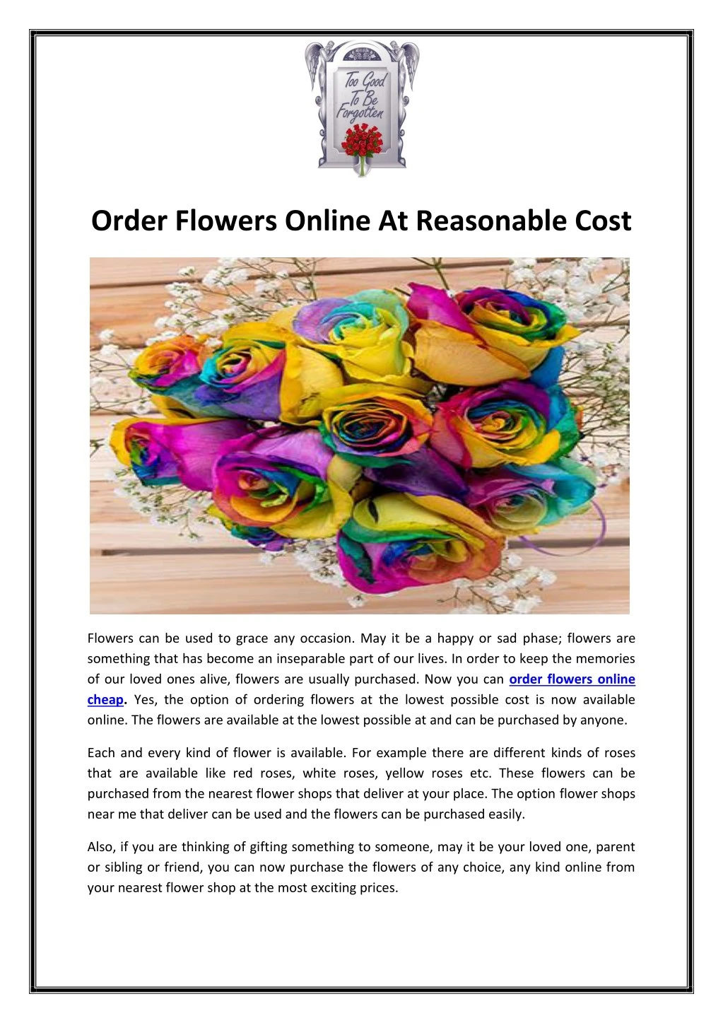 order flowers online at reasonable cost