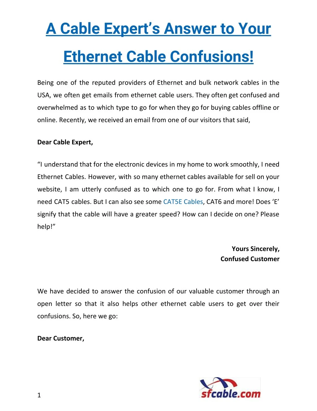 a cable expert s answer to your