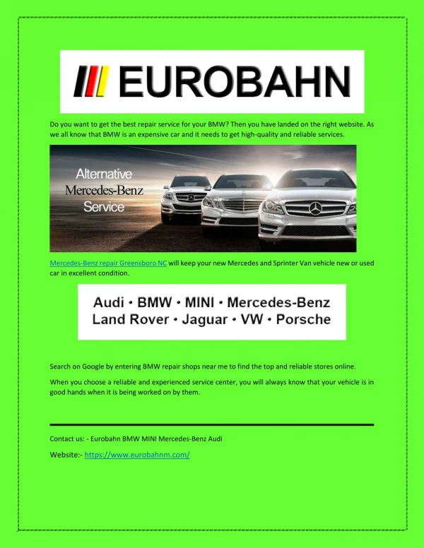 Eurobahn BMW MINI Mercedes-Benz Audi