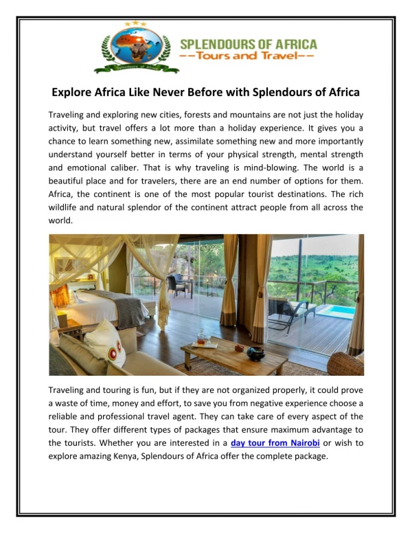 Explore Africa Like Never Before with Splendours of Africa
