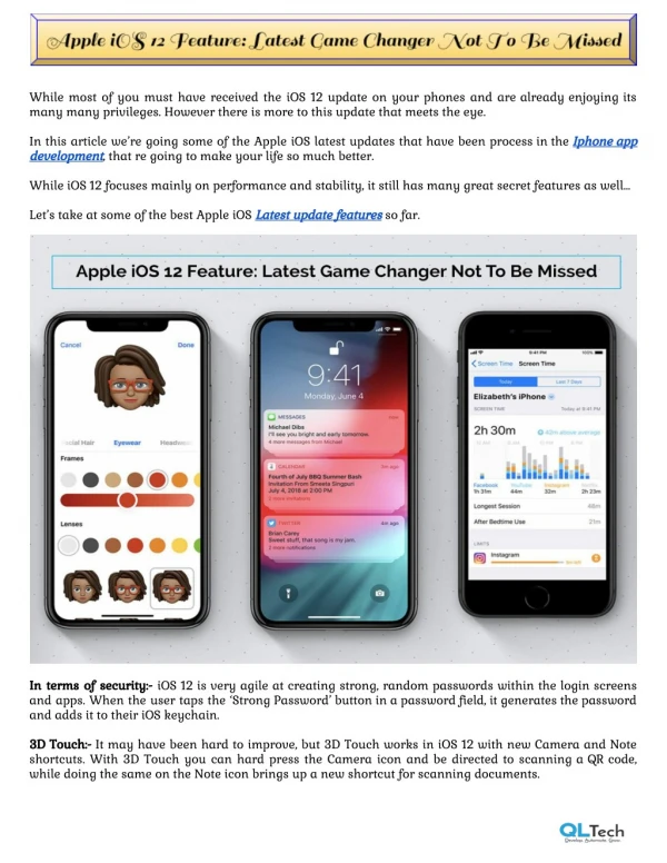 Apple iOS 12 Feature: Latest Game Changer Not to Be Missed