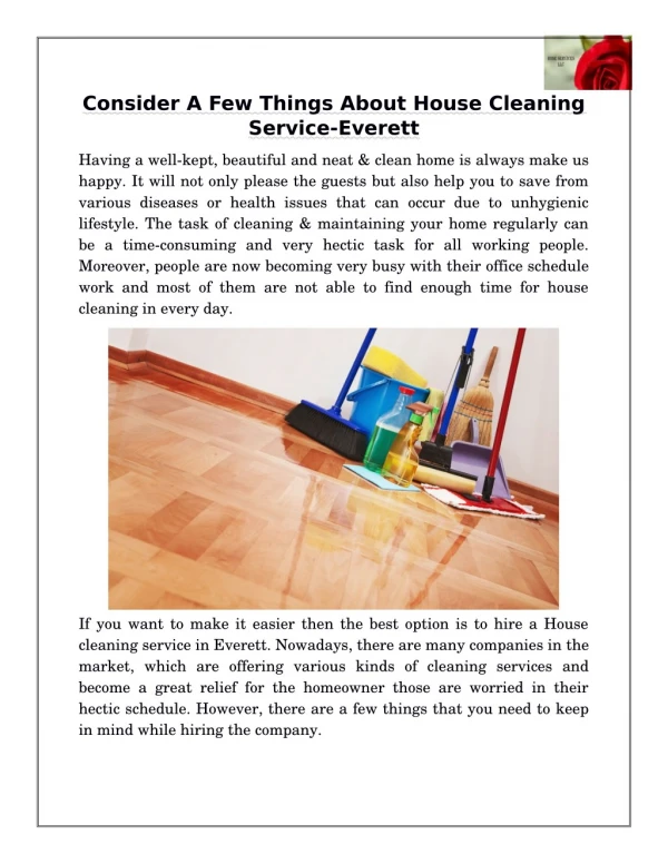 Consider A Few Things About House Cleaning Service-Everett