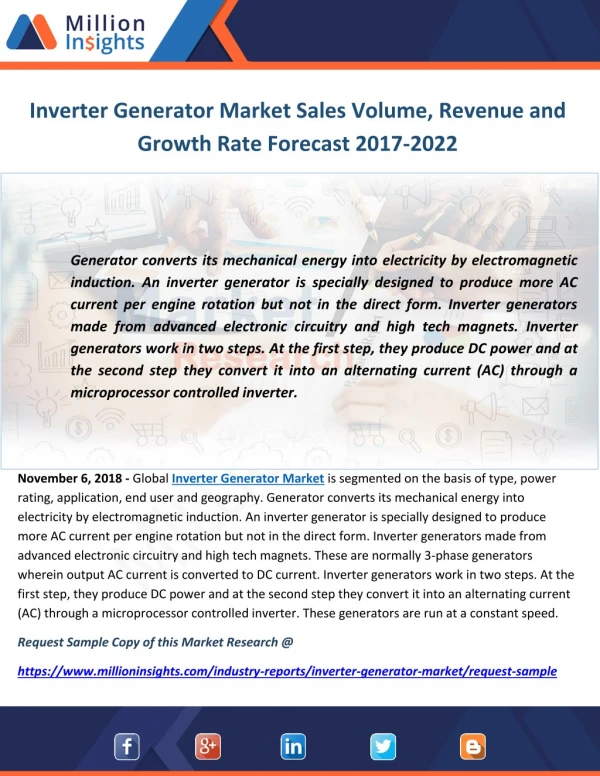 Inverter Generator Market Sales Volume, Revenue and Growth Rate Forecast 2017-2022