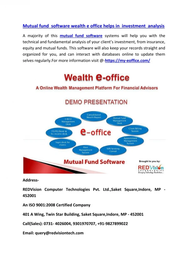 Mutual fund software wealth e office helps in investment analysis