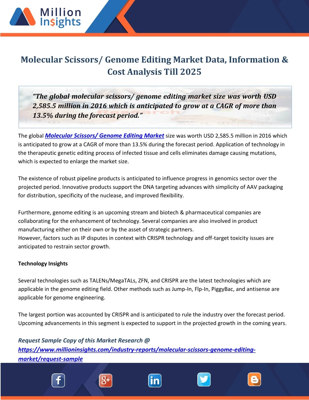 molecular scissors genome editing market data