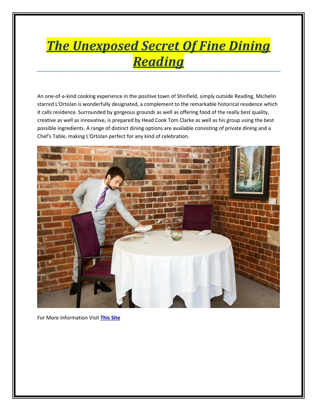 the unexposed secret of fine dining reading