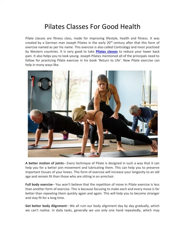 Pilates Classes For Good Health - La Dolce Studio