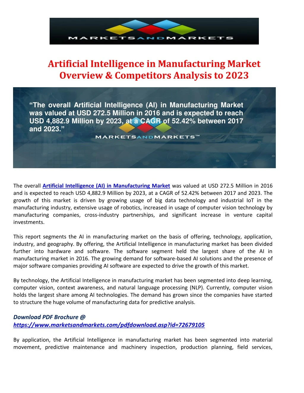 artificial intelligence in manufacturing market