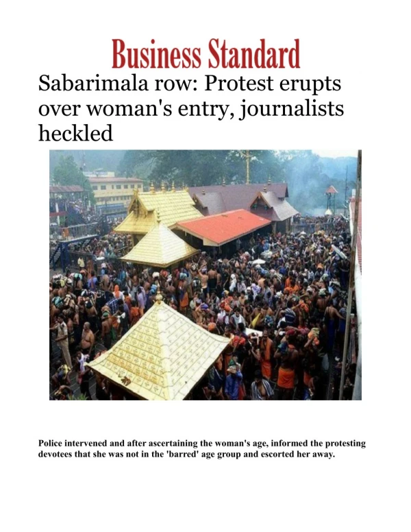Sabarimala row: Protest erupts over woman's entry, journalists heckled