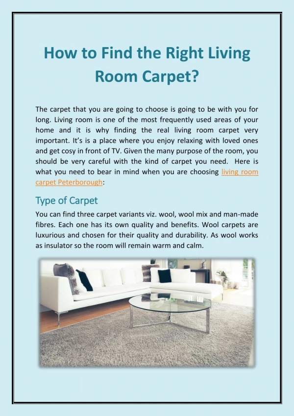 How to Find the Right Living Room Carpet?