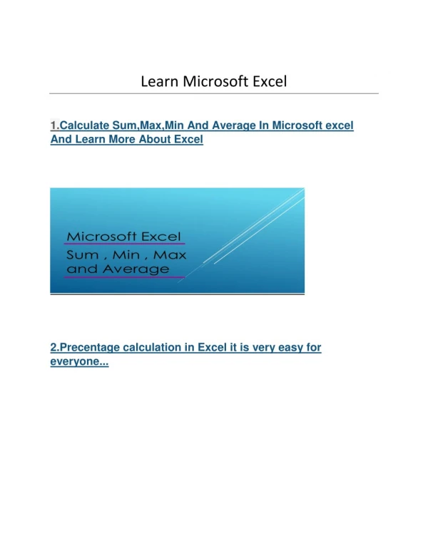 Learn Excel