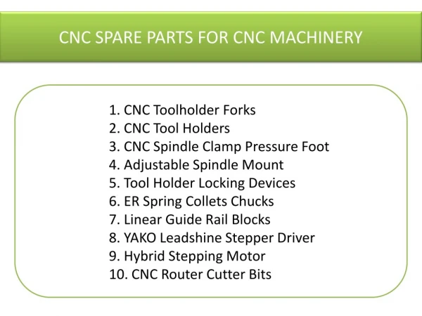 E-catalogue of CNC spare parts for CNC machine