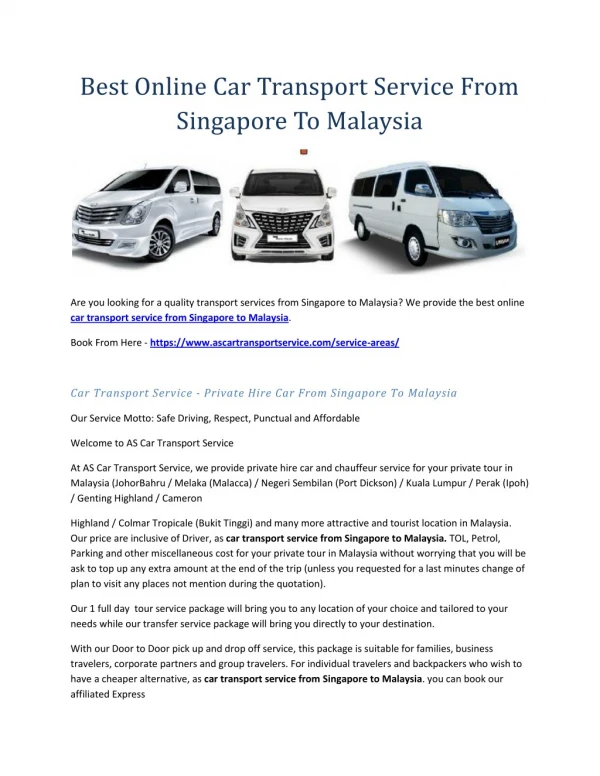 Car transport service from singapore to malaysia