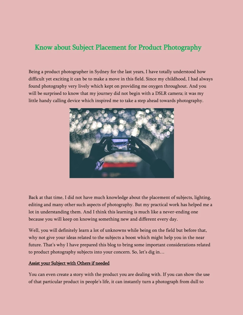 know about subject placement for product