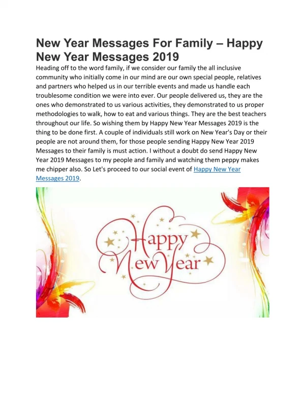 New Year Messages For Family Happy New Year Messages 2019