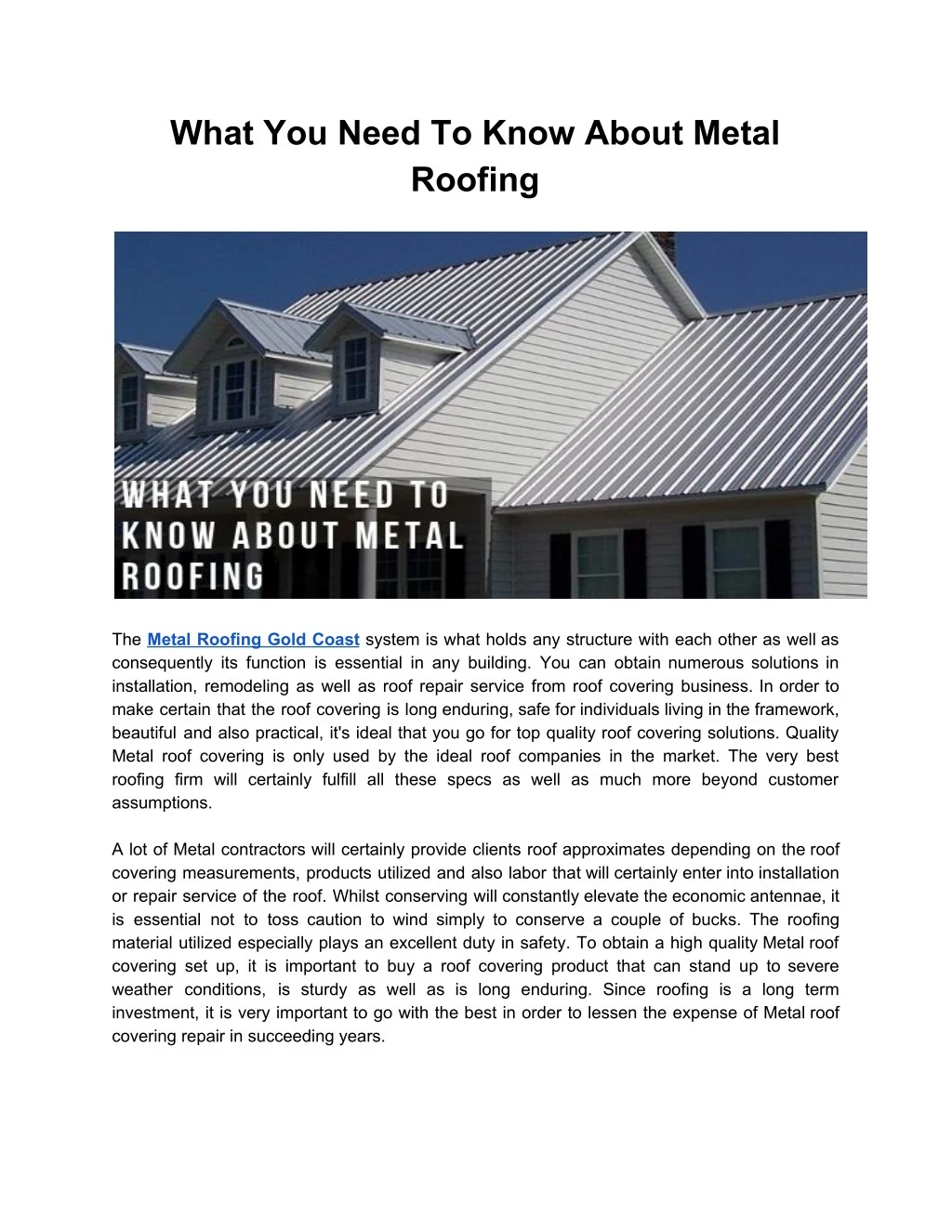 what you need to know about metal roofing