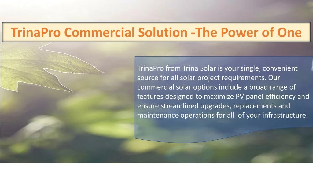 trinapro commercial solution the power of one