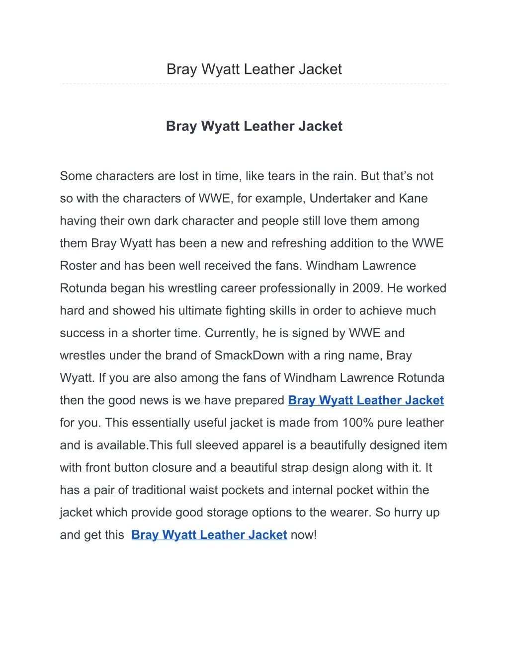 bray wyatt leather jacket