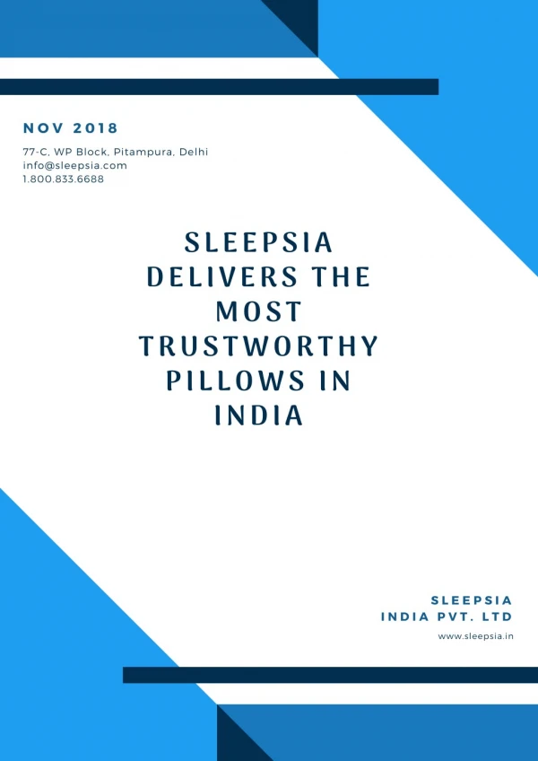 Sleepsia Delivers the Most Trustworthy Pillows in India
