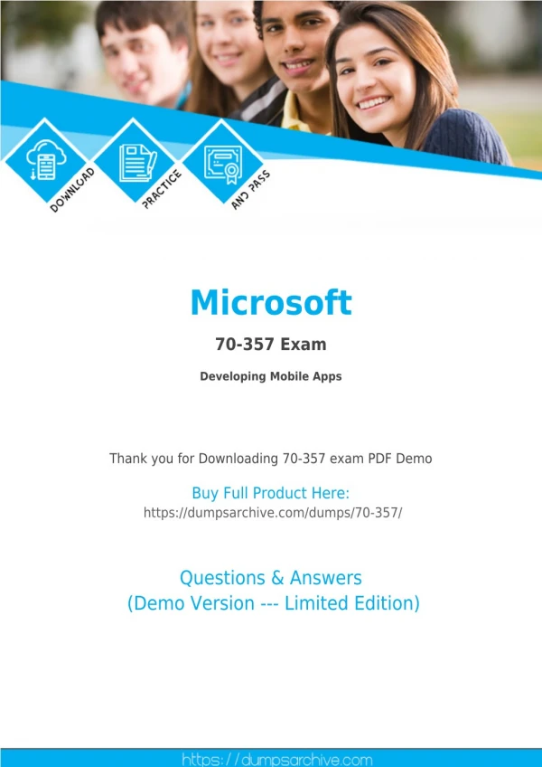 70-357 Questions PDF - Secret to Pass Microsoft 70-357 Exam [You Need to Read This First]