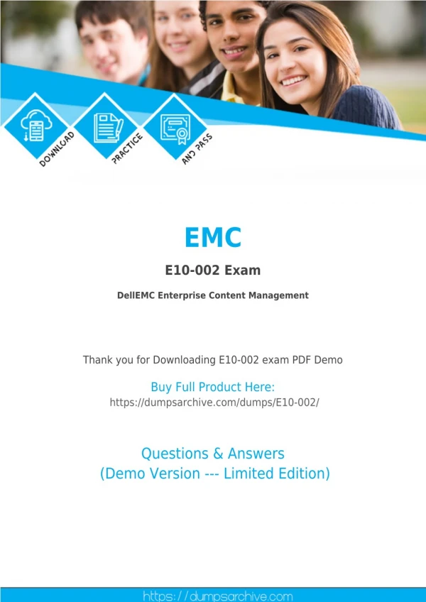 [Latest] EMC E10-002 Dumps PDF By DumpsArchive Latest E10-002 Questions