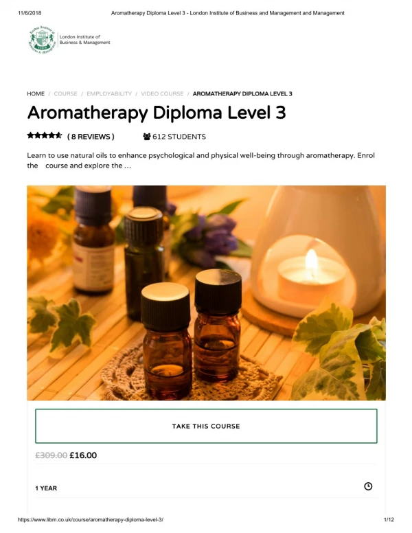 Aromatherapy Diploma Level 3 - LIBM