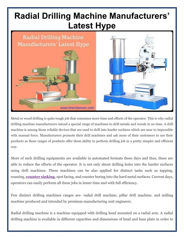 Radial Drilling Machine Manufacturers’ Latest Hype