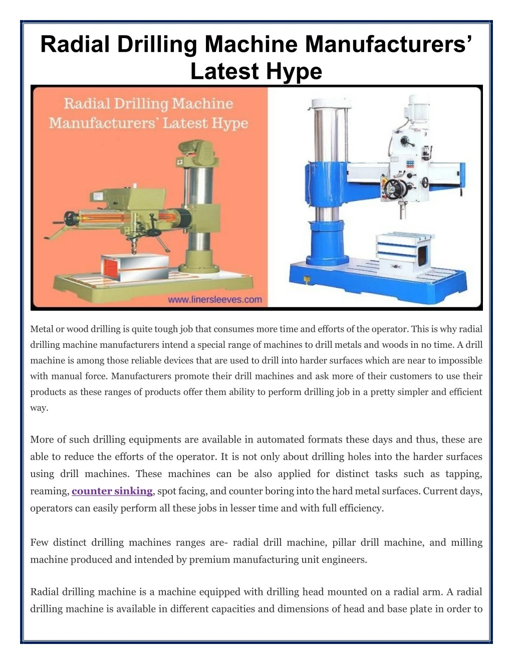 radial drilling machine manufacturers latest hype