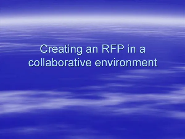 Creating an RFP in a collaborative environment
