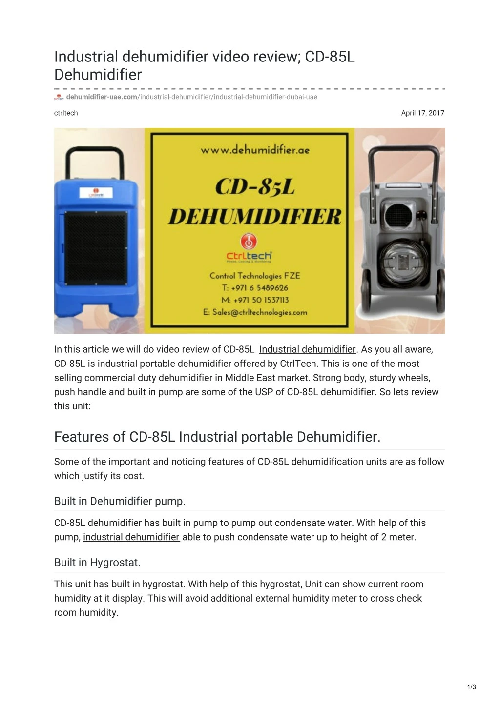 industrial dehumidifier video review