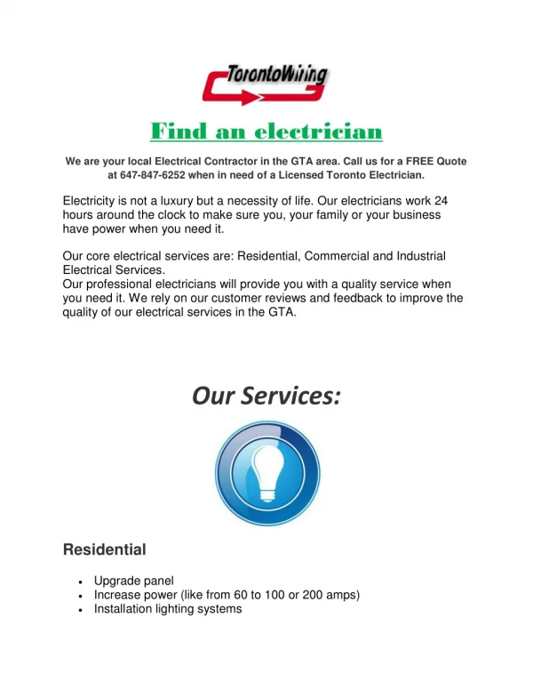 Electrician near Toronto