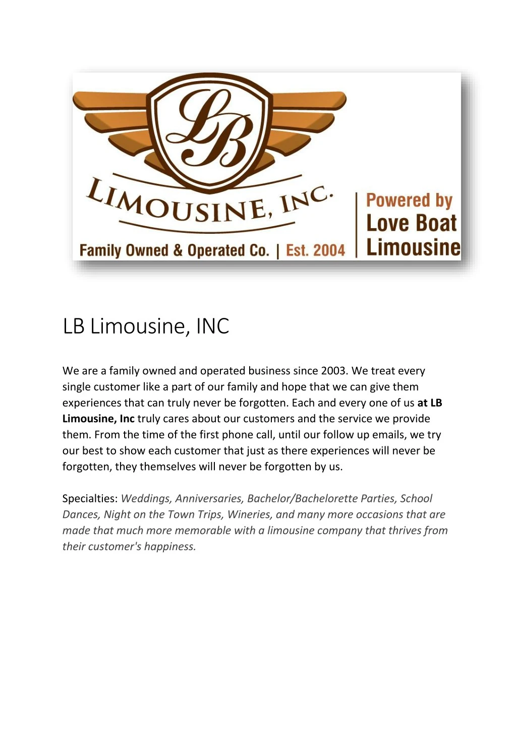 lb limousine inc