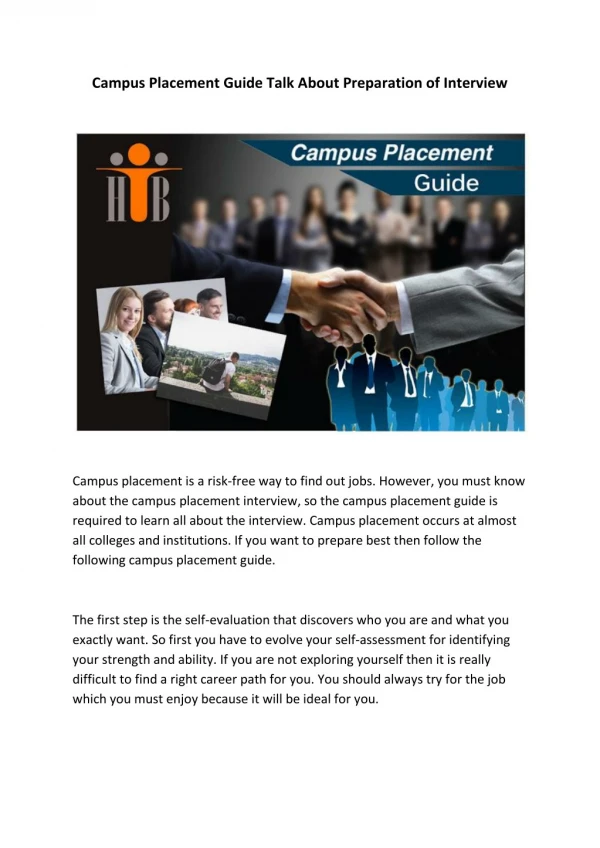 Campus placement guide talk about preparation of interview