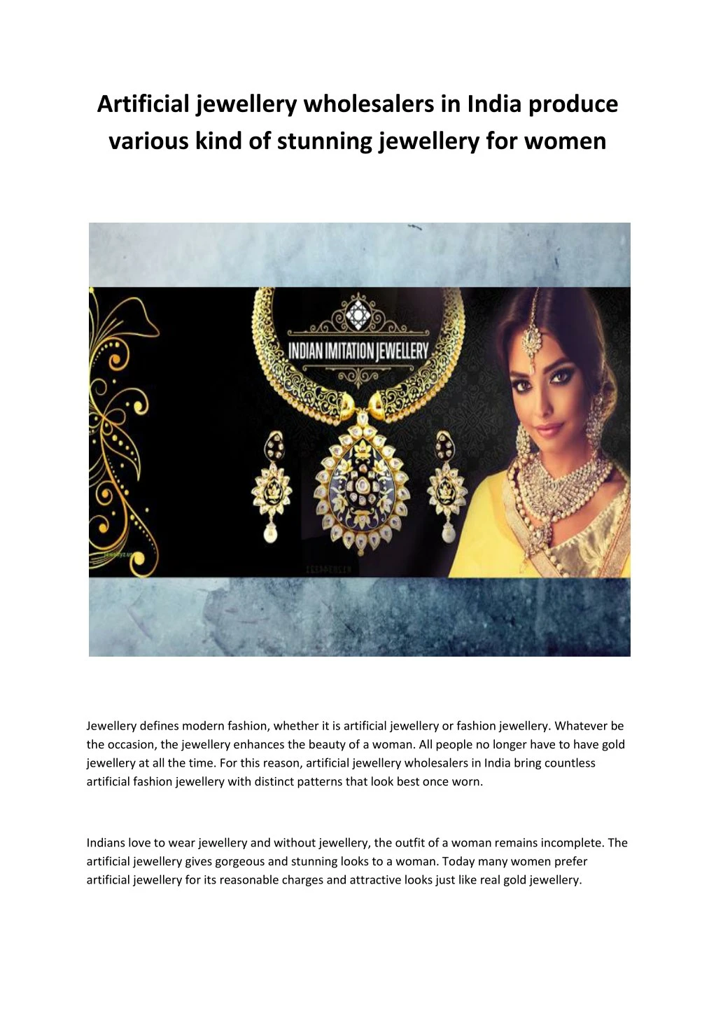 artificial jewellery wholesalers in india produce