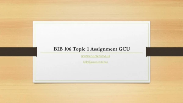 BIB 106 Topic 1 Assignment GCU