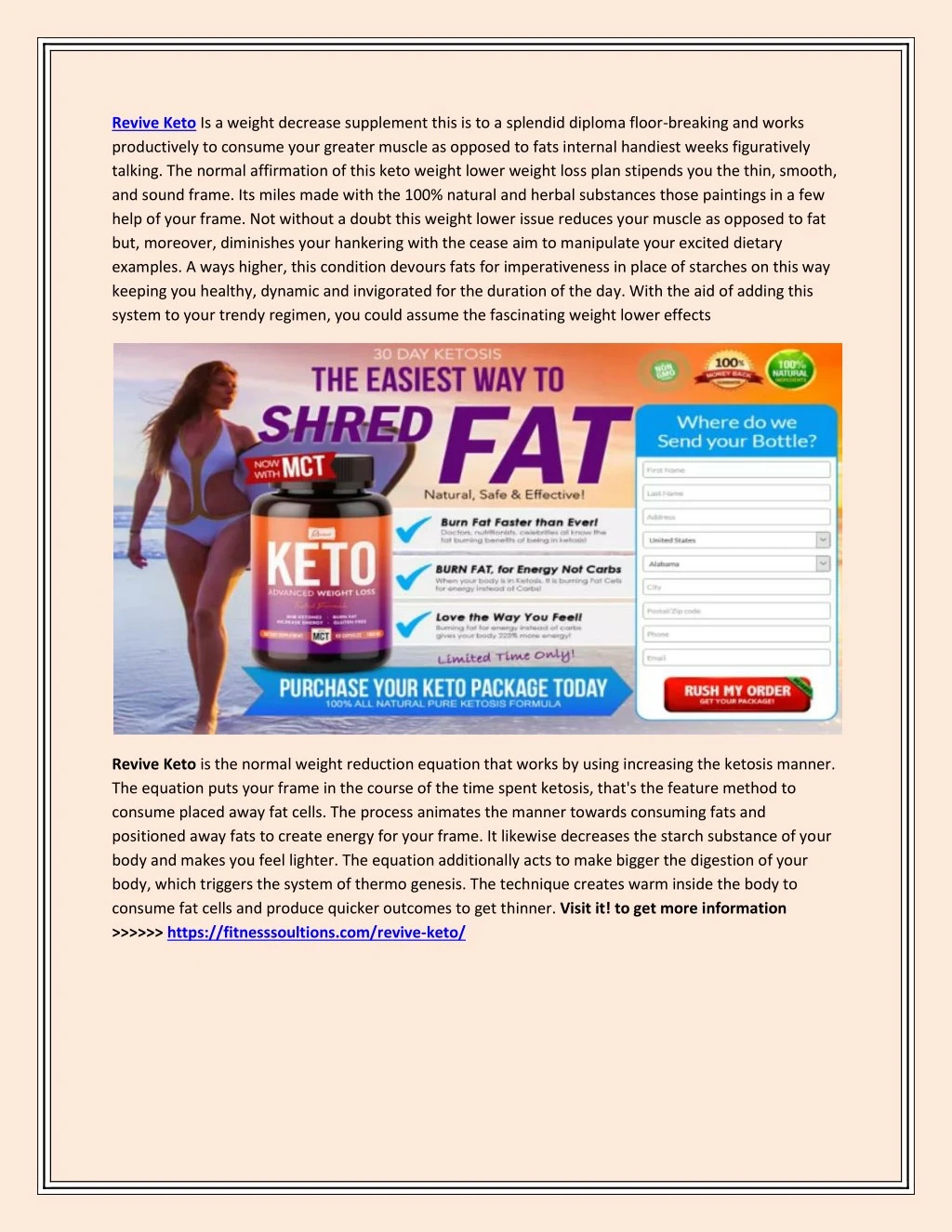 revive keto is a weight decrease supplement this